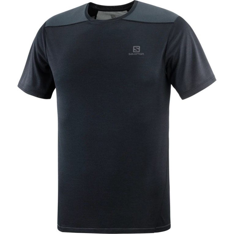 Black Salomon Outline Short Sleeve Men's T-Shirts | PH 76094Z